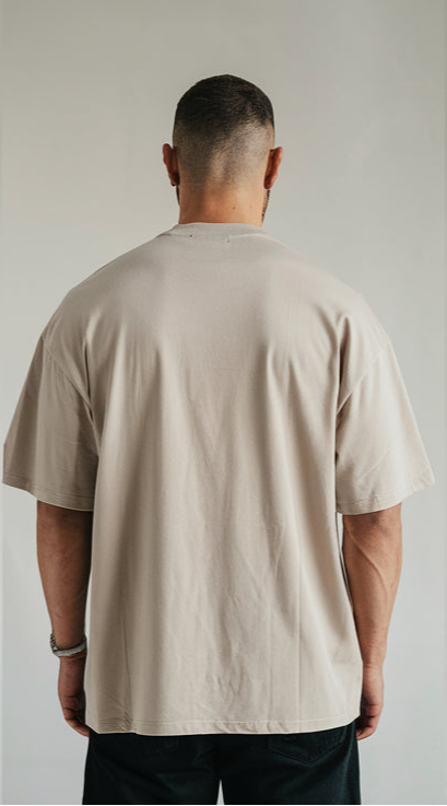 Beige Color Drop-Shoulder T-Shirt