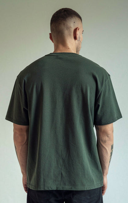 Bottle Green Color Drop-Shoulder T-Shirt