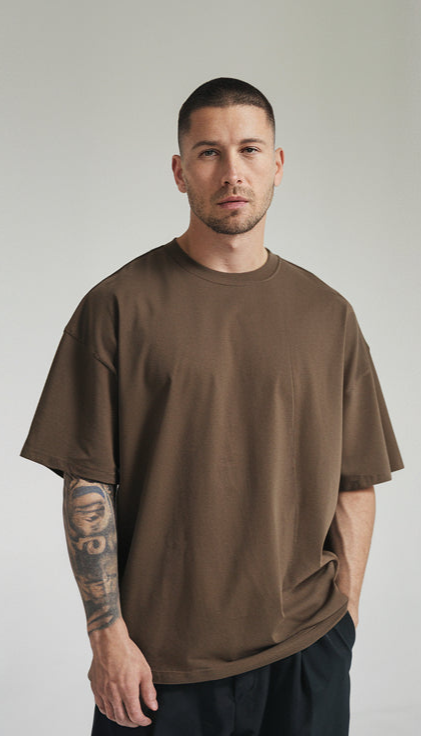 Brown Color Drop-Shoulder T-Shirt