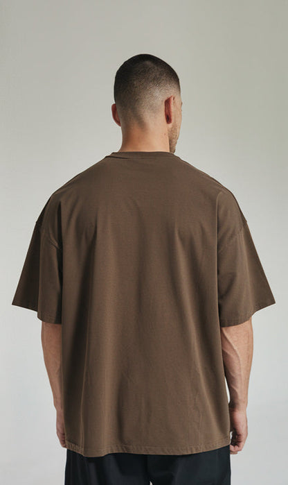 Brown Color Drop-Shoulder T-Shirt