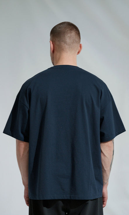 Dark Blue Color Drop-Shoulder T-shirt