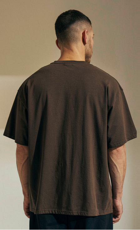 Dark Brown Color Drop-Shoulder T-Shirt