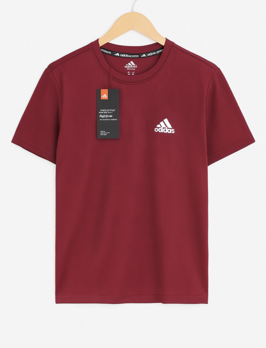 Adi-das printed Dry-Fit T-Shirt Maroon color