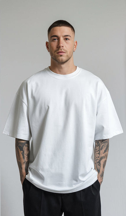 White Color Drop-Shoulder T-Shirt